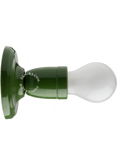 Lampa porcelanowa industrial vintage zielona śr.10cm