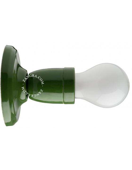 Porcelanowa lampa industrial vintage zielona śr.10cm