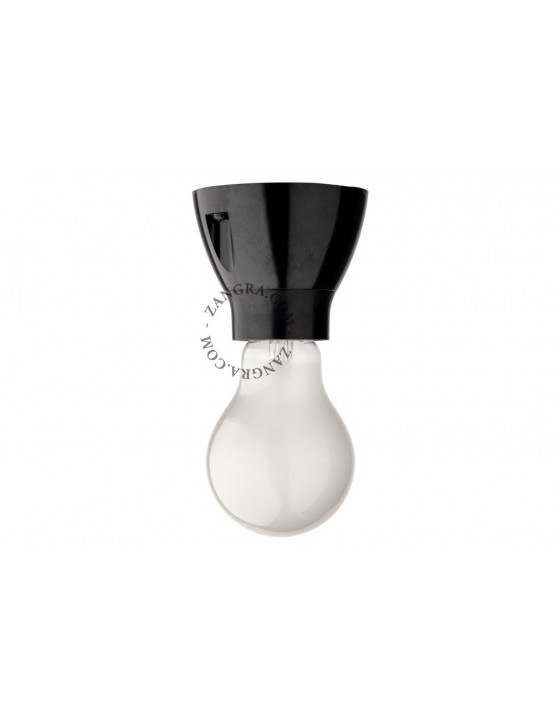 Lampa porcelanowa w stylu vintage industrial czarna śr.6cm