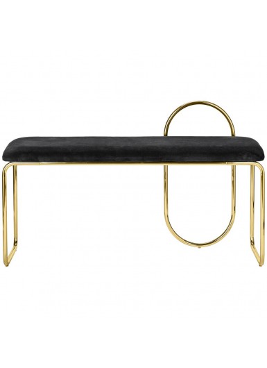ANGUI ławka z aksamitnym siedziskiem czarna na złotych nogach