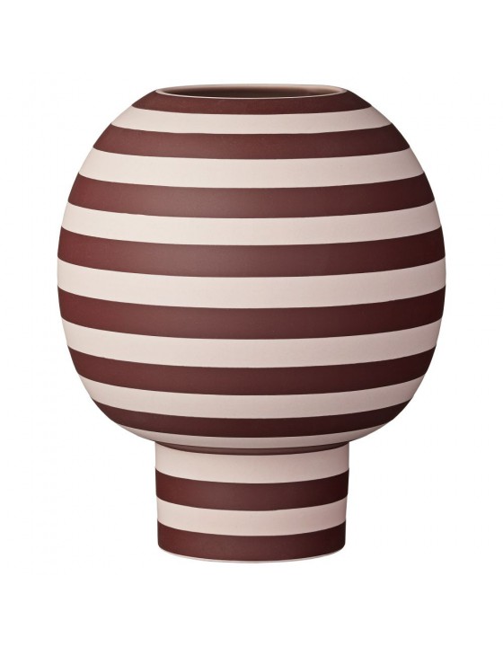 VARIA ceramiczny wazon w paski, nowoczesny skandynawski design, bordowy