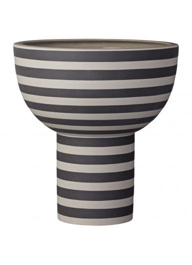 VARIA ceramiczny wazon w paski, nowoczesny skandynawski design, szary