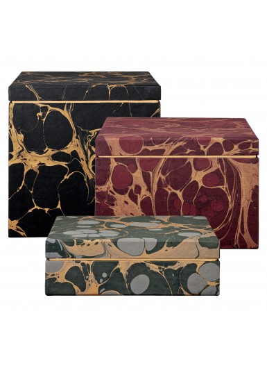 NUBILA zestaw 3szt. kartonowych pudełek do przechowywania z czerpanego papieru w marmurowy deseń